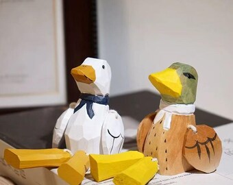 ヴィンテージのガチョウの置物、白いガチョウの置物、ガチョウの家族