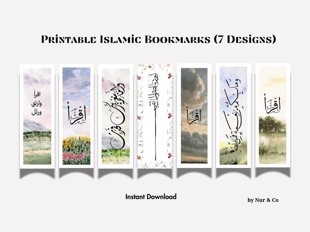 Islamic Pattern Bookmark Printable Islamic Bookmarks | 7 Elegant Designs | Instant Download ...