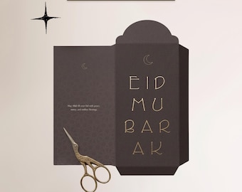 Luxus Eid Geld Umschlag zum Ausdrucken | A4 PDF Eidiyah-Vorlage | DIY islamischen Umschlag Instant Download