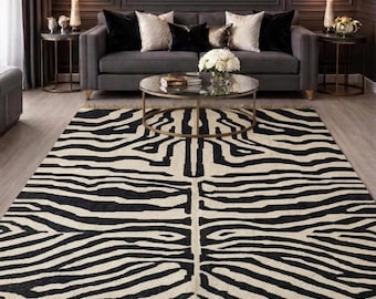 Handmade Zebra Kilim Rug: Wool Jute Blend Hallway Rug, Flatweave Rug, Bohemian Rug, Indian Dhurrie Rug, Navajo Kilim Rug, Custom Aztec Rug