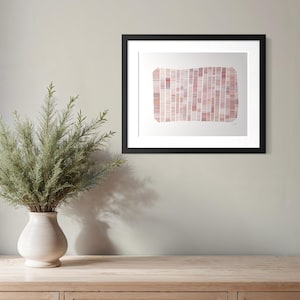 Abstraktes Gitter Stift Plotterkunst | Blush Rose Lavendel Tuschezeichnung 36x37