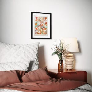 Warm Geometric Pen Plotter Art | Concentric Arcs on Grid Ink Drawing | Signed Original 11x14