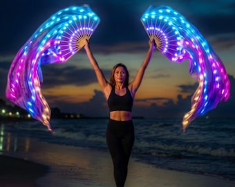 Led-fansluiers buikdans, oplichtende zijden dansfans, rekwisieten voor glow-optredens
