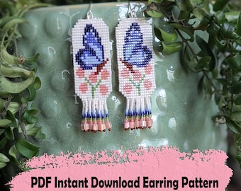 Butterfly Beaded Earring Pattern: Square Stitch (PDF Pattern)