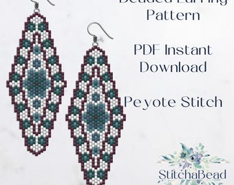 Beading pattern for beaded earrings- Odd count Peyote stitch pattern