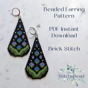 Floral Perlen Ohrring Muster - Brick Stich Perlenmuster