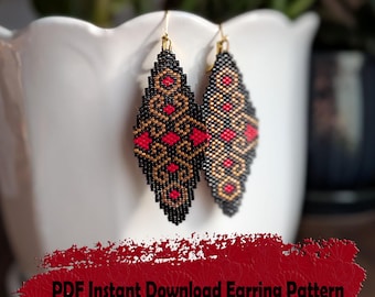 Beading pattern for beaded earrings- Odd count Peyote stitch pattern