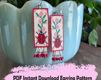 Lady Bug Beaded Earring Pattern: Square Stitch (PDF Pattern)