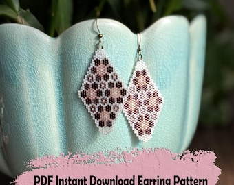 Shimmery mauve flowers beaded earring pattern- Odd count Peyote stitch pattern