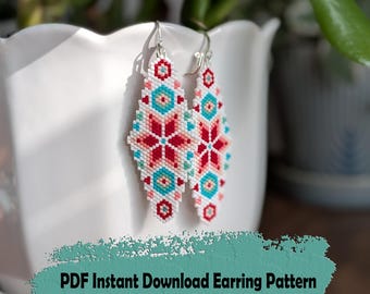 Beading pattern for beaded earrings- Odd count Peyote stitch pattern