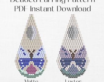 Butterfly beaded earring pattern - Brick stitch 2 drop