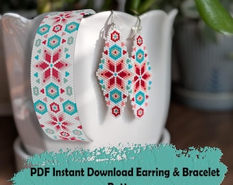 Beaded Earrings & Bracelet Pattern: Odd Count Peyote Stitch (PDF Pattern)