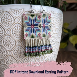 Beaded Earring Pattern: Square Stitch or Loom (PDF Pattern)