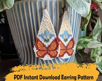 Butterfly beaded earring pattern - Brick stitch 2 drop