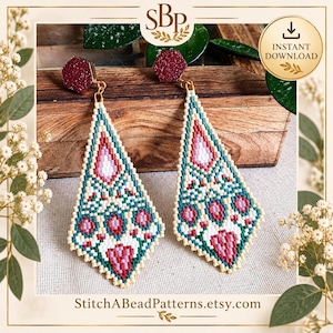 Beaded Earrings Pattern (PDF download) 2 Drop Brick Stitch