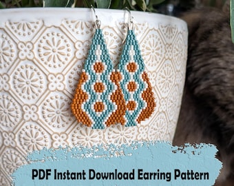 Retro beaded earring pattern - Brick stitch 2 drop