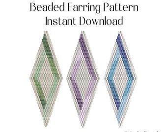 Beaded earring patterns-Brick stitch 2 drop -3 color palettes in one
