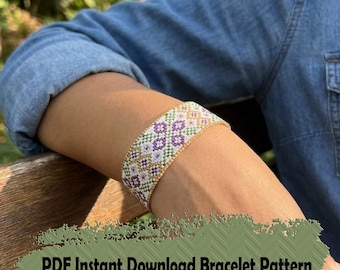 Beaded bracelet pattern: Loom (PDF Pattern)