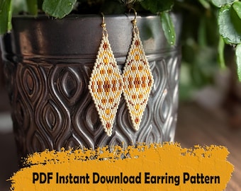 Diamond 2 drop brick stitch pattern for beaded earrings-3 color palettes in one