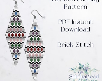 Beaded earring pattern - Brick stitch beading pattern
