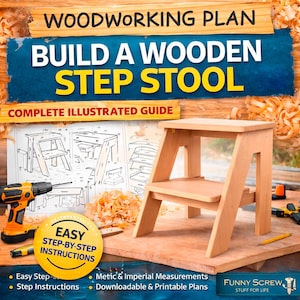 Step Hocker Holzbearbeitungs-Plan PDF | Holz Schritt Hocker Pläne | DIY Zwei-Stufen-Hocker | Kleine Holzleiter | Metrisch und Imperial