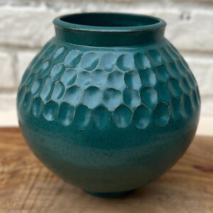 Handmade Ceramic Moon Jar – Wheel Thrown Stoneware, Hand Carved Centerpiece