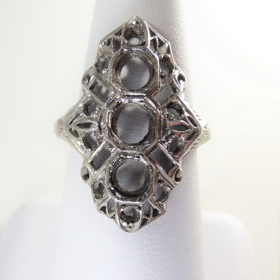 Antique Edwardian Semi-Mount Ring Setting Platinum - image 1