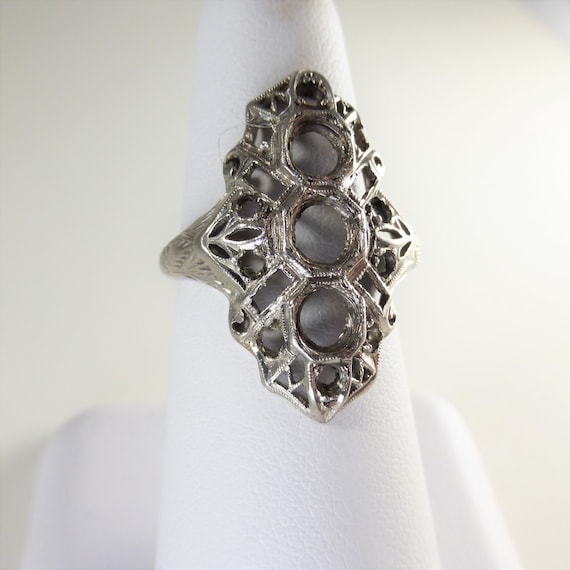 Antique Edwardian Semi-Mount Ring Setting Platinum - image 2