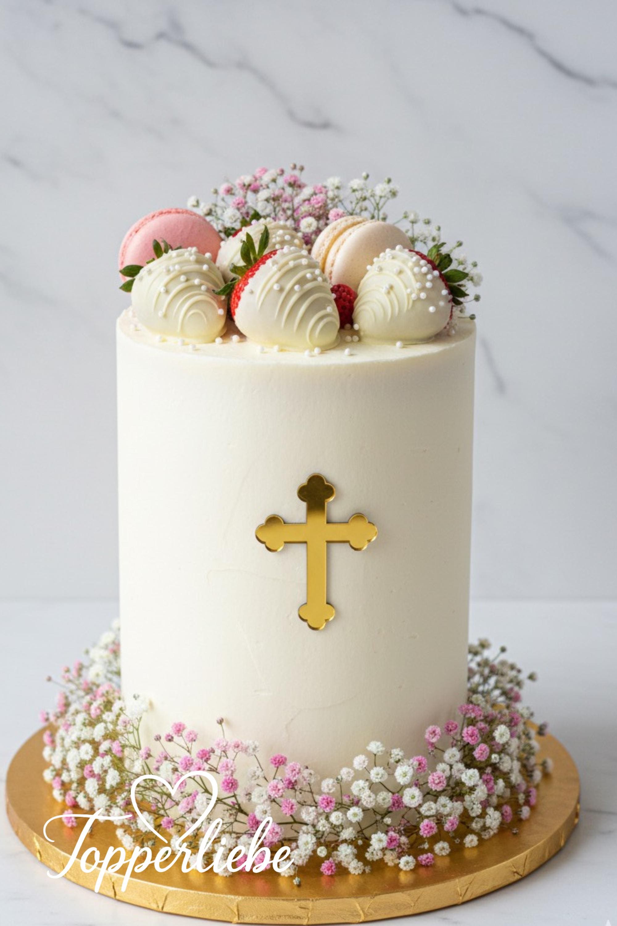 Tortenaufsatz Zur Erstkommunion – Silber-Glitzer-Deko Für Taufe, Hochzeit, Babyparty & 1. Geburtstag – Handgefertigt