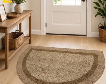 Semi Circle Entryway Door Mat Loop Pile Indoor Outdoor Rug, Dirt Trapping Entrance Mat, Non Slip Front Door Carpet, Wear Resistant Floor Mat