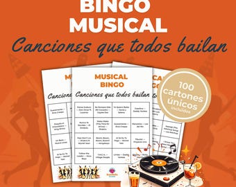 Musical Bingo for Parties | Upbeat Songs to Dance To | Printable Game for Adults | 100 Bingo Cards + Playlist | Birthdays and Gatherings