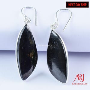 Hypersthene Dangle Earrings 925 Sterling Silver Purple Stone Jewelry