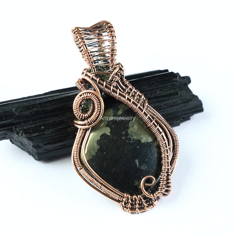 Pyrite Copper Wire Wrap Pendant Handmade Cushion Gemstone Jewelry - Etsy