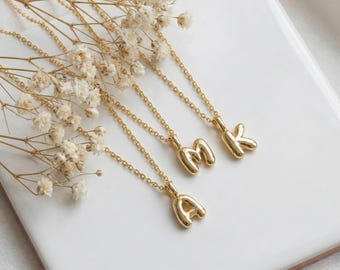 Custom Sterling Silver Bubble Initial Necklace • Personalized Charm