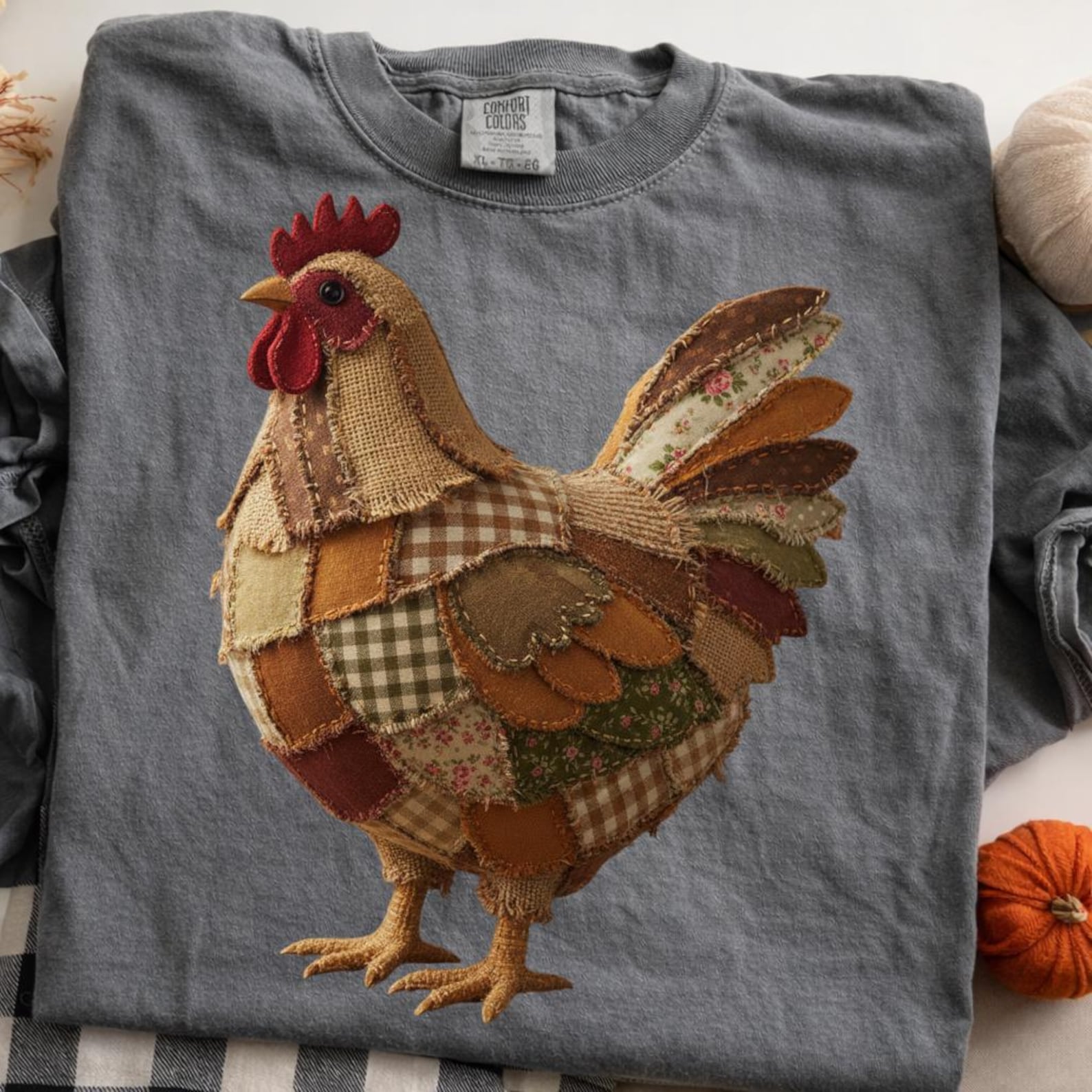 Rustic Patchwork Chicken PNG, Farmhouse Fabric Hen, Sewing Craft Animal ...