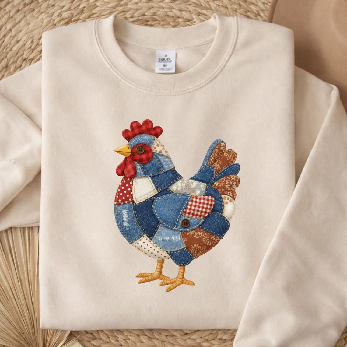 Denim Faux Patchwork Chicken PNG | Patchwork Rooster Design for ...