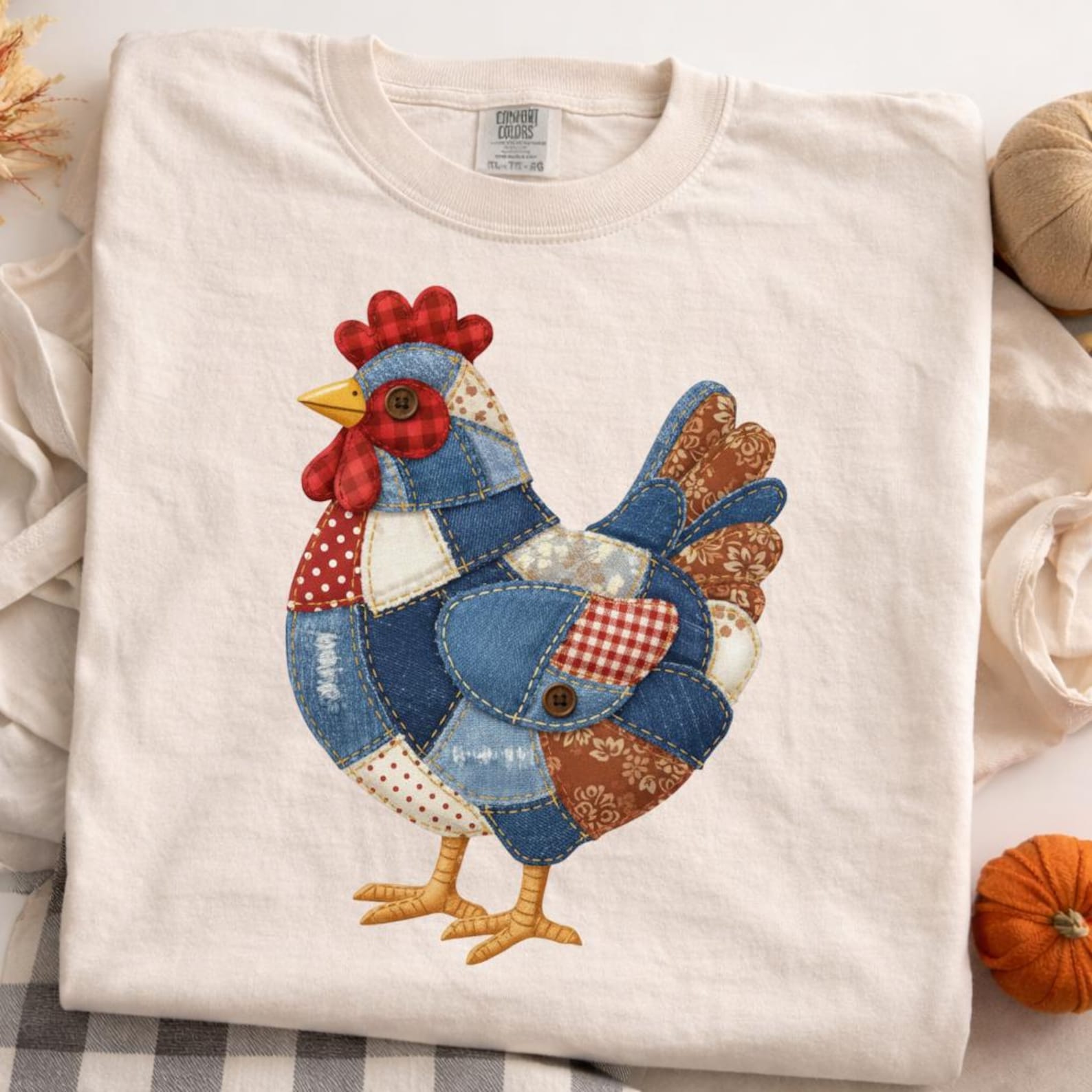 Denim Faux Patchwork Chicken PNG | Patchwork Rooster Design for ...