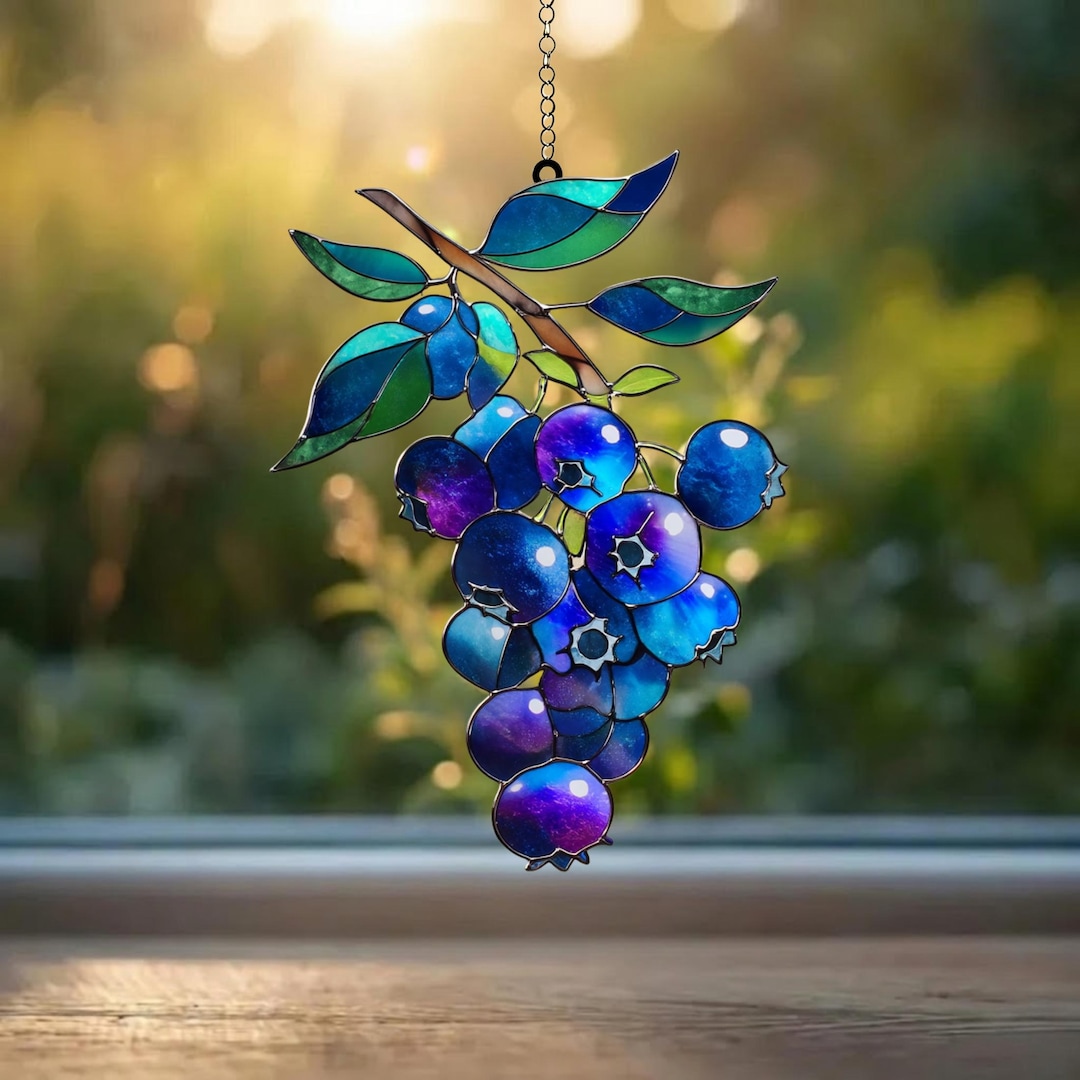 Small Berry Window Rings Blueberry Acrylic Suncatcher, Fruit Window Hanging, Nature Kitchen ...
