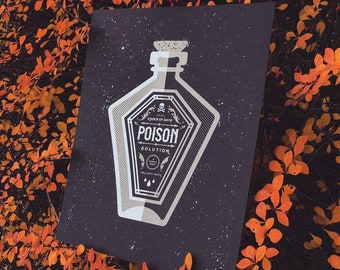 Poison Potion - 11 x 14 inch - Handgemaakte kunstdruk - Toverdrank