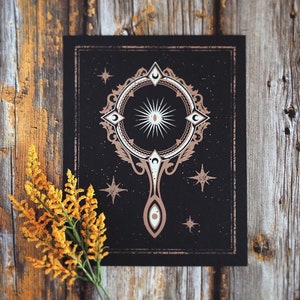 Magic Mirror Art Print: Gothic Moon & Stars Decor