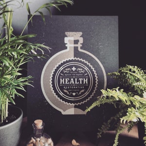 Health Potion - 11 x 14 Inches - Handmade Art Print - Magic Potion