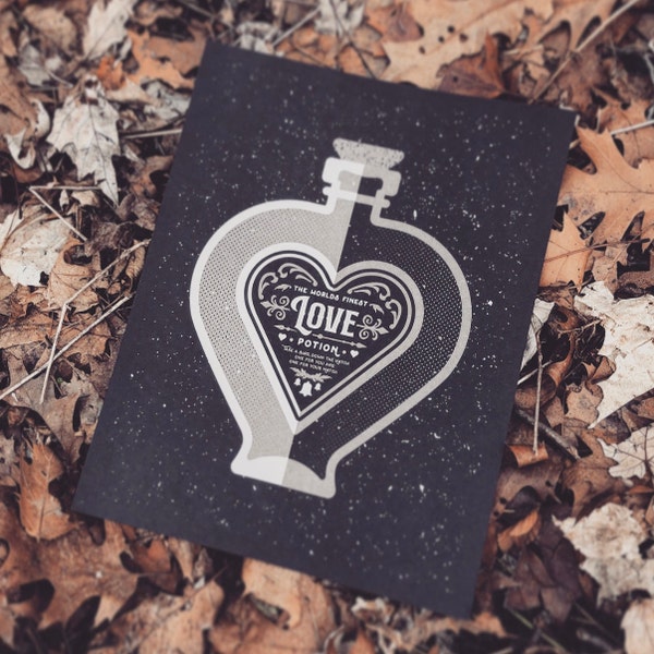 Love Potion - Zaubertrank - 11 x 14 Zoll - Handgemachter Kunstdruck