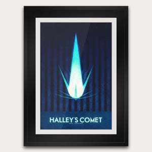 Cometa Halley - Cartão postal ou pôster - Impressão de arte da galáxia - Decoração para casa de viagem espacial - Astronomia da NASA - Impressão de arte déco futurista retrô