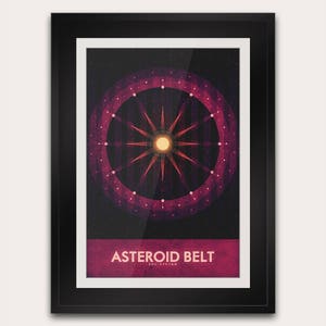 Cinturão de Asteroides - Cartão postal ou pôster - Impressão de arte da galáxia - Decoração para casa de viagem espacial - Astronomia da NASA - Impressão de arte déco futurista retrô