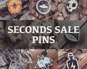 Seconds Sale - Slightly Imperfect Enamel Pins - Discounted - Slightly Damaged and Scratched Enamel Pins - 1.25 Inches or Larger