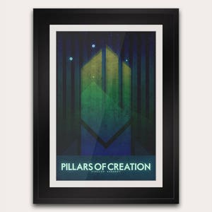 Pilares da Criação - Cartão postal ou pôster - Impressão de arte da galáxia - Decoração para casa de viagem espacial - Astronomia da NASA - Impressão de arte déco futurista retrô