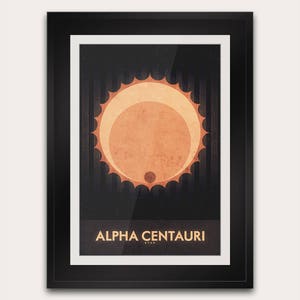 Alpha Centauri - Postkarte oder Poster - Galaxie Art Druck - Raumfahrt Wohnkultur - NASA Astronomie - Retro futuristischer Art Deco Druck