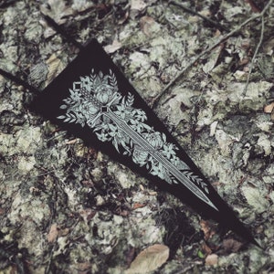 The Silver Sword - Pennant Flag - Gothic Home Decor - Aesthetic Room Decor - Witchy Home Wall Hanging - Wiccan Print - Tattoo Design