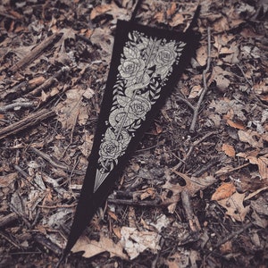 Arrow & Snake - Pennant Flag - Gold Ink - Gothic Home Decor - Aesthetic Room Decor - Witchy Home Wall Hanging - Wiccan Print - Tattoo Design