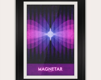 Magnetar - ansichtkaart of poster - Galaxy Art Print - Space Travel Home Decor - NASA Astronomy - retro futuristische art-decoprint